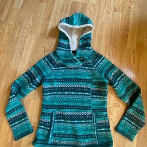 Koppen Sherpa Hooded Sweater Fleece Pullover Size S